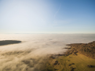 aerial view of beautiful landscape with green vegetation under clouds, Germany