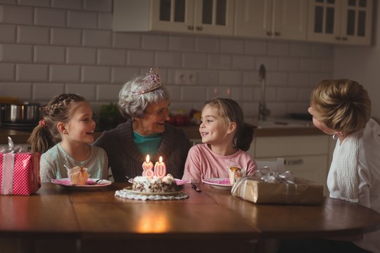 Grandmother Celebrating Her Birthday With Her Family