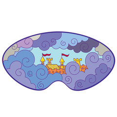 Sleep mask. Magic golden castle in the clouds.