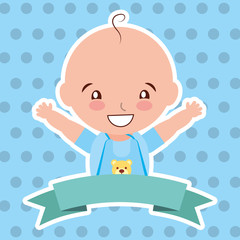 baby shower card happy cute boy vector illustration