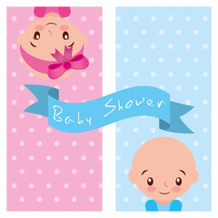 baby shower card boy and girl invitation vector illustration