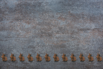 Easter bunnies on a gray stone plate