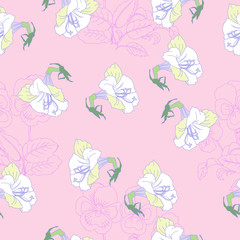 Pink Seamless pattern  with flowers