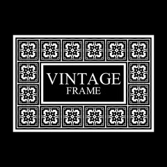 Vintage white border frame with retro ornamental pattern. Template for design. Vector illustration