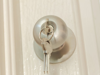 Key insert for unlock in stainless steel round ball door knob, architecture by Locksmith