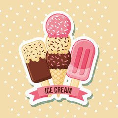 ice cream cone lolly bar delicious fresh vector illustration