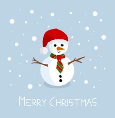 Christmas greeting card with snowman