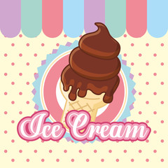 ice cream chocolate melted delicious vector illustration