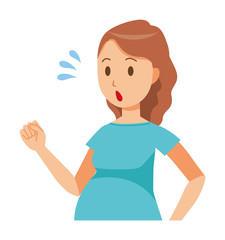 A pregnant woman wearing green clothes is running