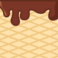 delicious melting chocolate on wafer vector illustration