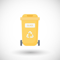 Container for glass waste flat vector icon