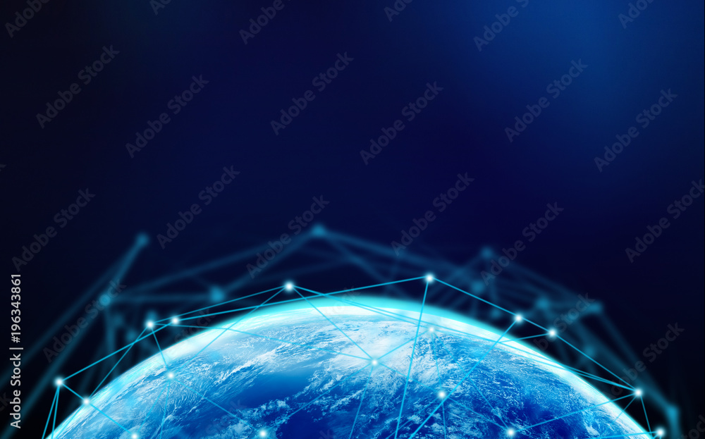 Aufkleber planet earth with internet connection lines for technology concept