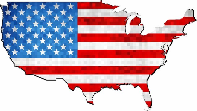 Grunge USA map with flag inside - Illustration, 
Map of USA vector,  
Abstract grunge mosaic flag of USA