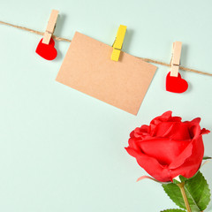 Blank Greeting Card with Love and Hemp Rope