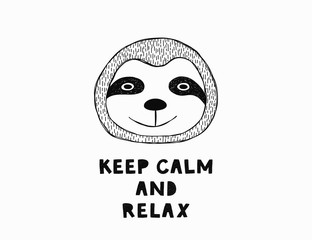 Cute poster with hand drawn funny sloth.