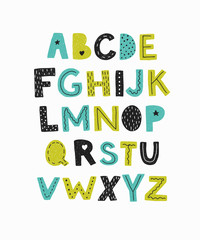 Alphabet. Hand drawn letters isolated.