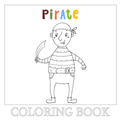 Cute hand drawn vector illustration with funny pirate