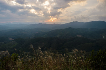 evening time view at Gunung Silipat summit 607 msl, Betong, thailand