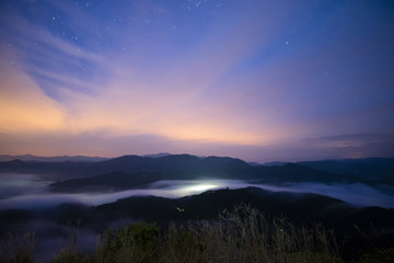 Naklejka premium morning time view at Gunung Silipat summit 607 msl, Betong, thailand