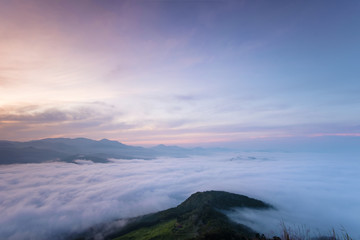 Fototapeta premium morning time view at Gunung Silipat summit 607 msl, Betong, thailand