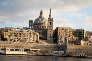 Fototapeta na wymiar View from Sliema to historic Valletta, Malta