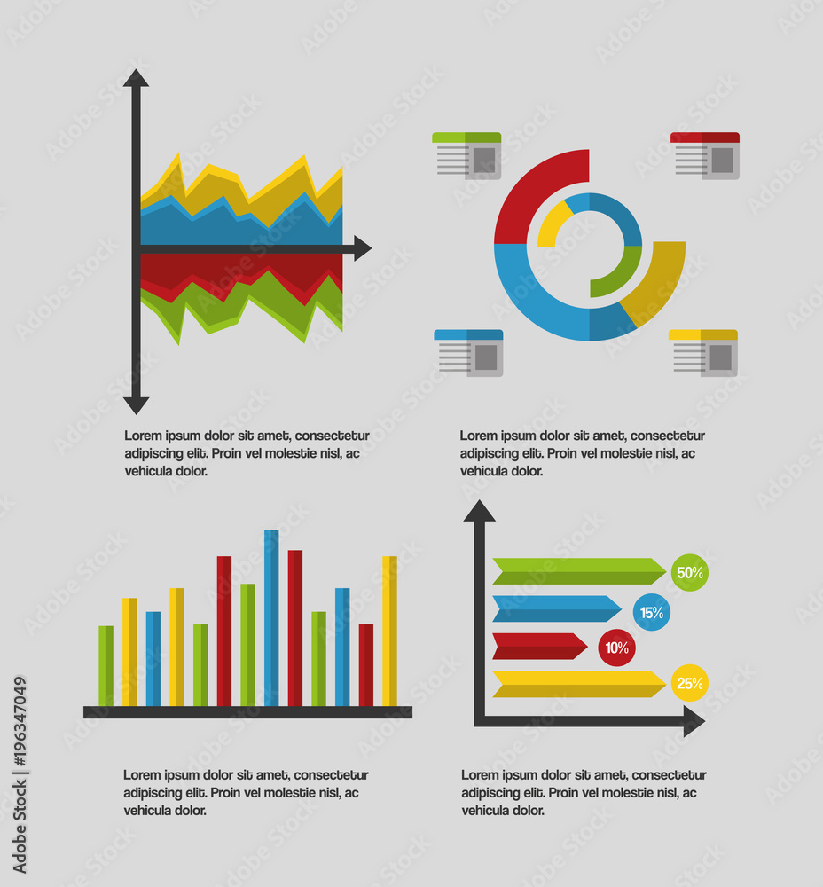 Poster statistics analysis data strategy business graphs vector illustration