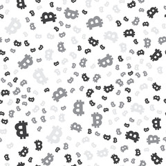 Seamless pattern sign Bitcoin. Black on a white background.