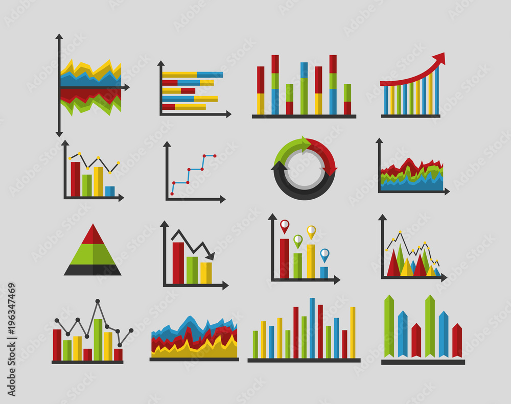 Poster statistics analysis data strategy business graphs vector illustration