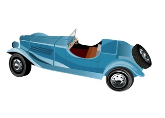 Obraz premium isometric blue colored retro car, isolated on white vector