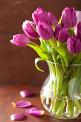beautiful purple tulip flowers bouquet in vase