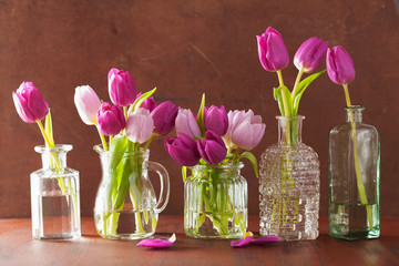 beautiful purple tulip flowers bouquet in vase