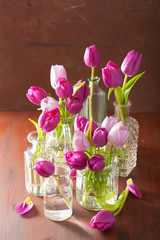 beautiful purple tulip flowers bouquet in vase