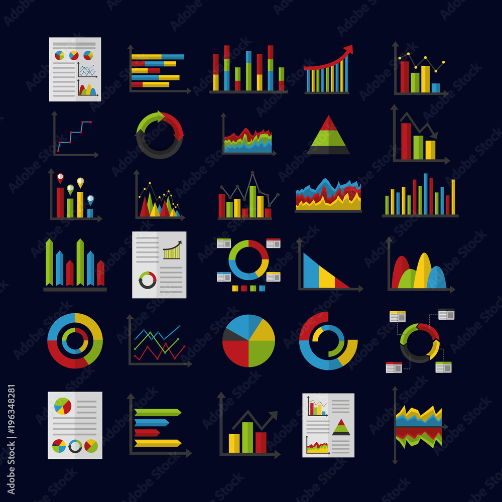 Poster statistics analysis data strategy business graphs vector illustration