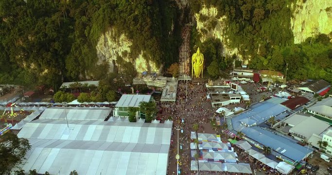 Batu Caves temple in Malaysia on Thaipusam festival evening 2018