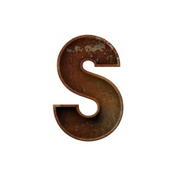 Letter S grunge rusted font. 3D Rendering