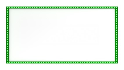 Green Marquee light board sign retro on white background. 3d rendering