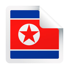 North Korea Flag Vector Square Corner Paper Icon