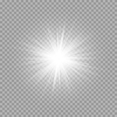 A bright explosion of a star on a transparent background. Vector illustration with light effect