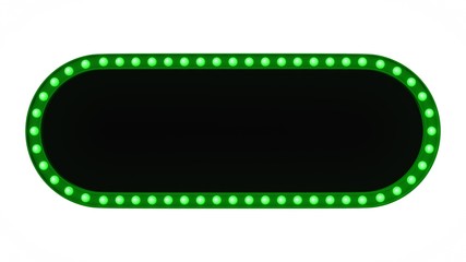 Green Marquee light board sign retro on white background. 3d rendering