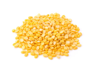 Green beans seeds isolated on white background. top view