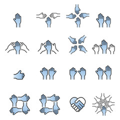 Hand vector icon , Simple linear pictogram ,Concept  friendship  business team