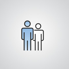 people vector icon . person group and business crowd symbol . blue sky gradient color