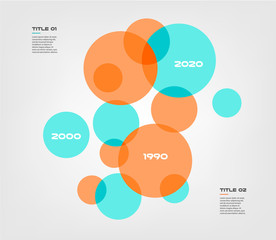 Bubble chart with elements venn diagram infographics for three circle design vector and marketing can be used for workflow layout, annual report, web design. Business concept with steps or processes
