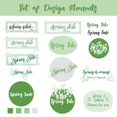  Spring sale background. Set of design elements