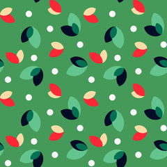 Seamless leaves pattern. Christmas colors