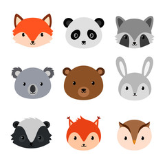 Cute animals collection. Flat style.