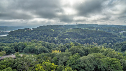 Fototapeta na wymiar Woods near Pittsburgh with clouds rolling in