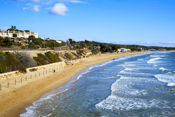 Platja Llarga beach in Tarragona, Spain