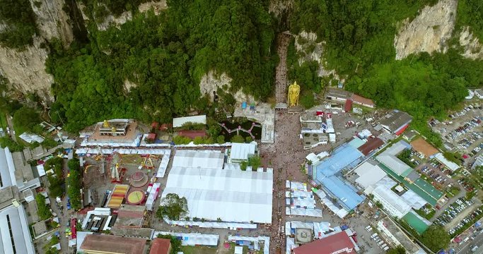 Batu Caves temple in Malaysia on Thaipusam festival evening 2018
