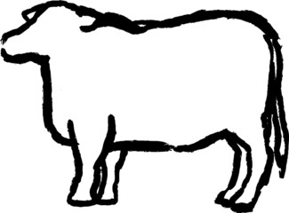 Black and white Red Cow illustration